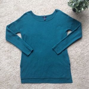 GAP Dark Turquoise Blue/Green Wide Crew Neckline Long Ribbed Sweater Tunic